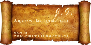 Jagerovits Ignácia névjegykártya